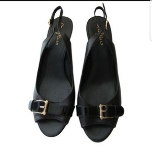 Leather black sling backs
